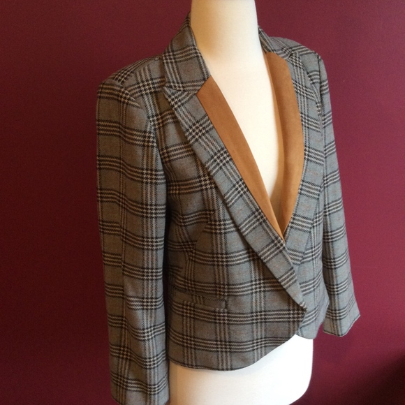Willow & Clay Gray Plaid Blazer with Tan Accents - Picture 2 of 4